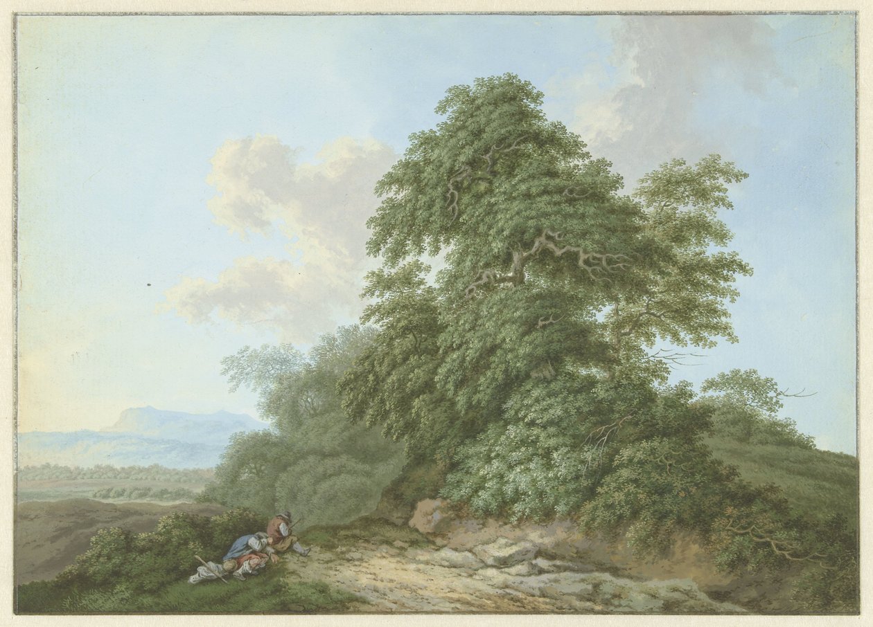 Paisaje con viajeros descansando a lo largo de una carretera de Monogrammist FWH (possibly)