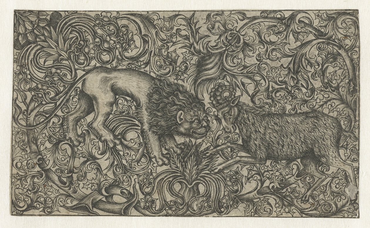 Adorno con león y carnero de Monogrammist HW