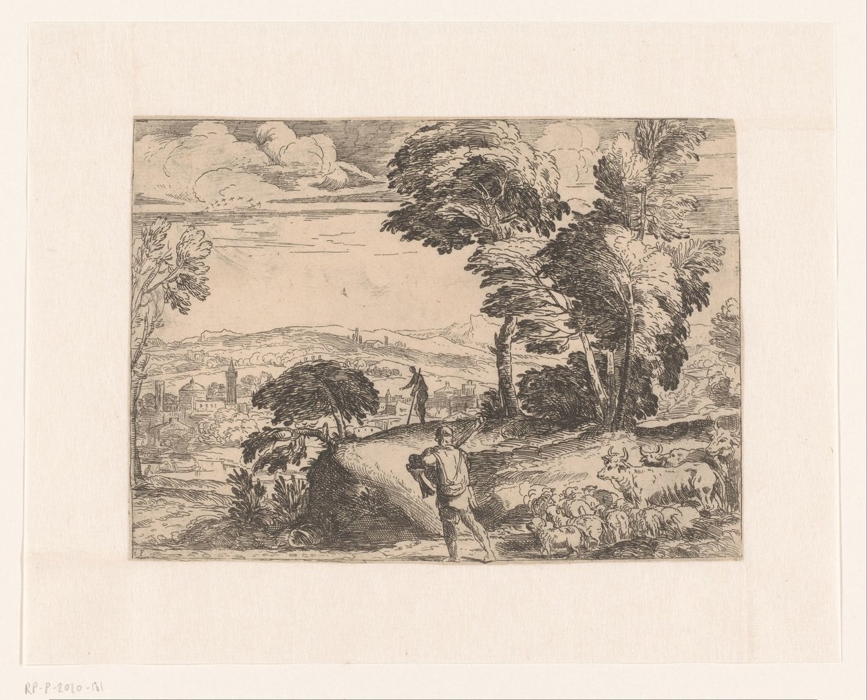 paisaje con pastores de Monogrammist IF (graveur)