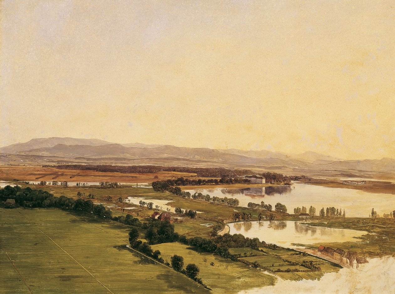 Paisaje con el castillo de Inzersdorf (hacia Anninger) de Monogrammist J.P.
