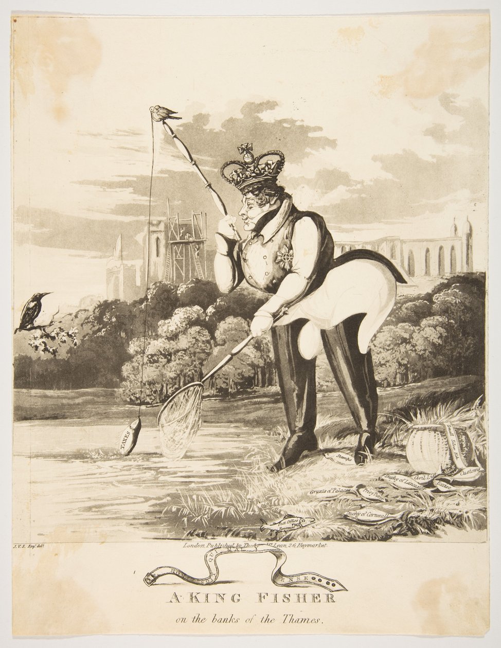 Un martín pescador en las orillas del Támesis, 1827 de Monogrammist JVS