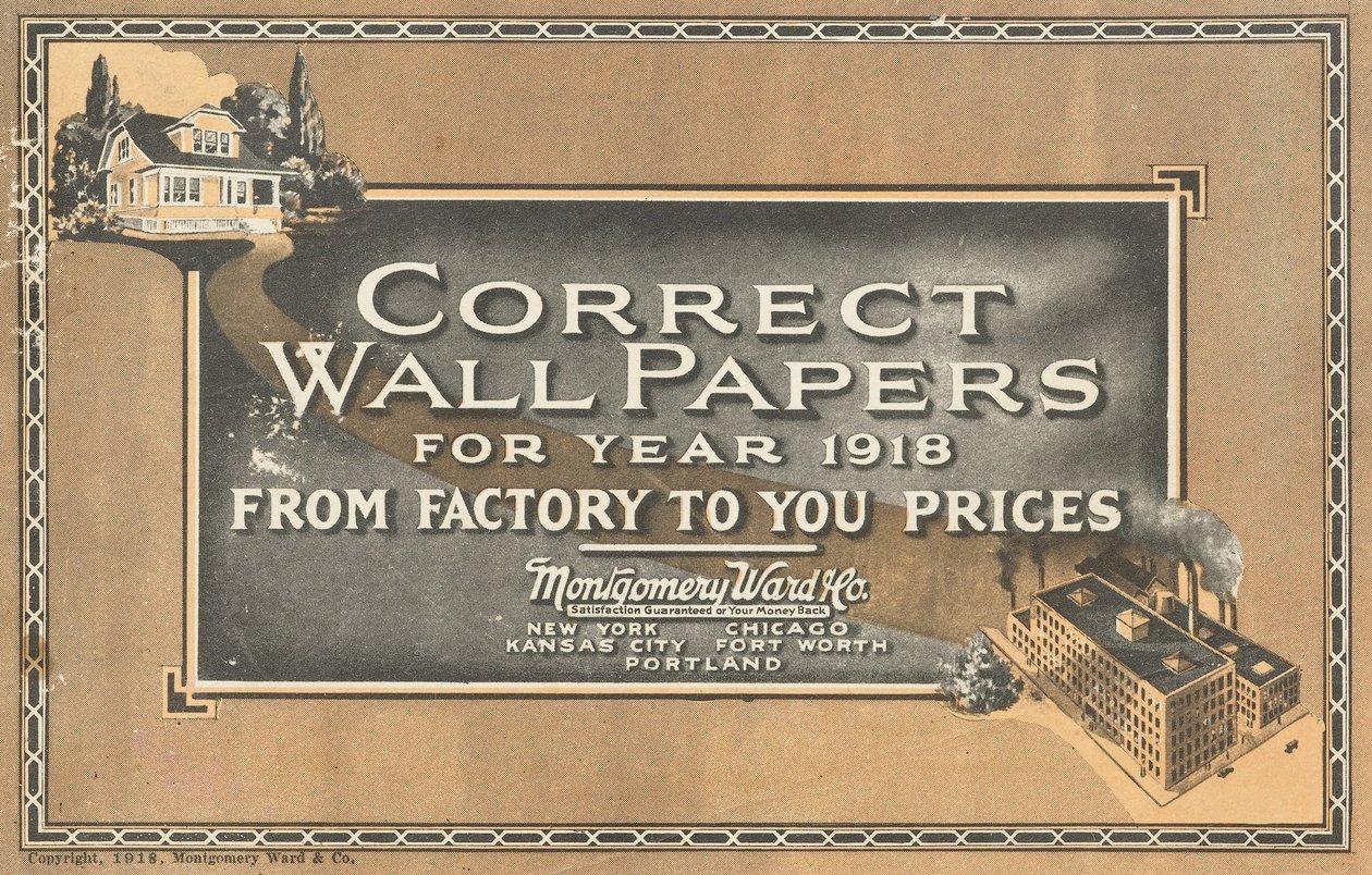 Papeles pintados correctos para el año 1918 de Montgomery Ward and Co.
