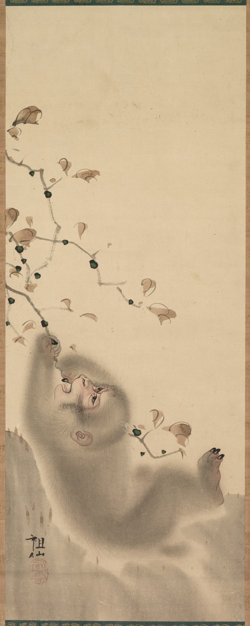 Mono colgando de una rama, 1780 de Mori Sosen
