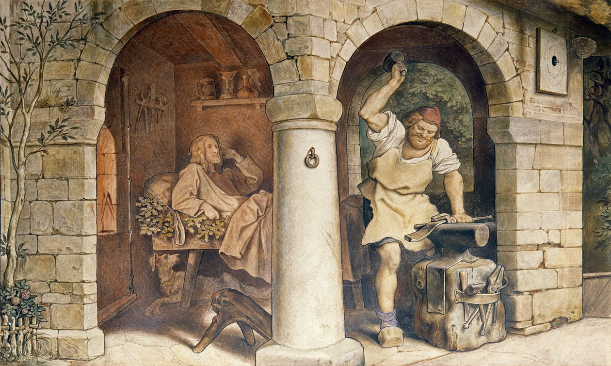 El herrero de Ruhla, c.1854 (detalle) de Moritz Ludwig von Schwind
