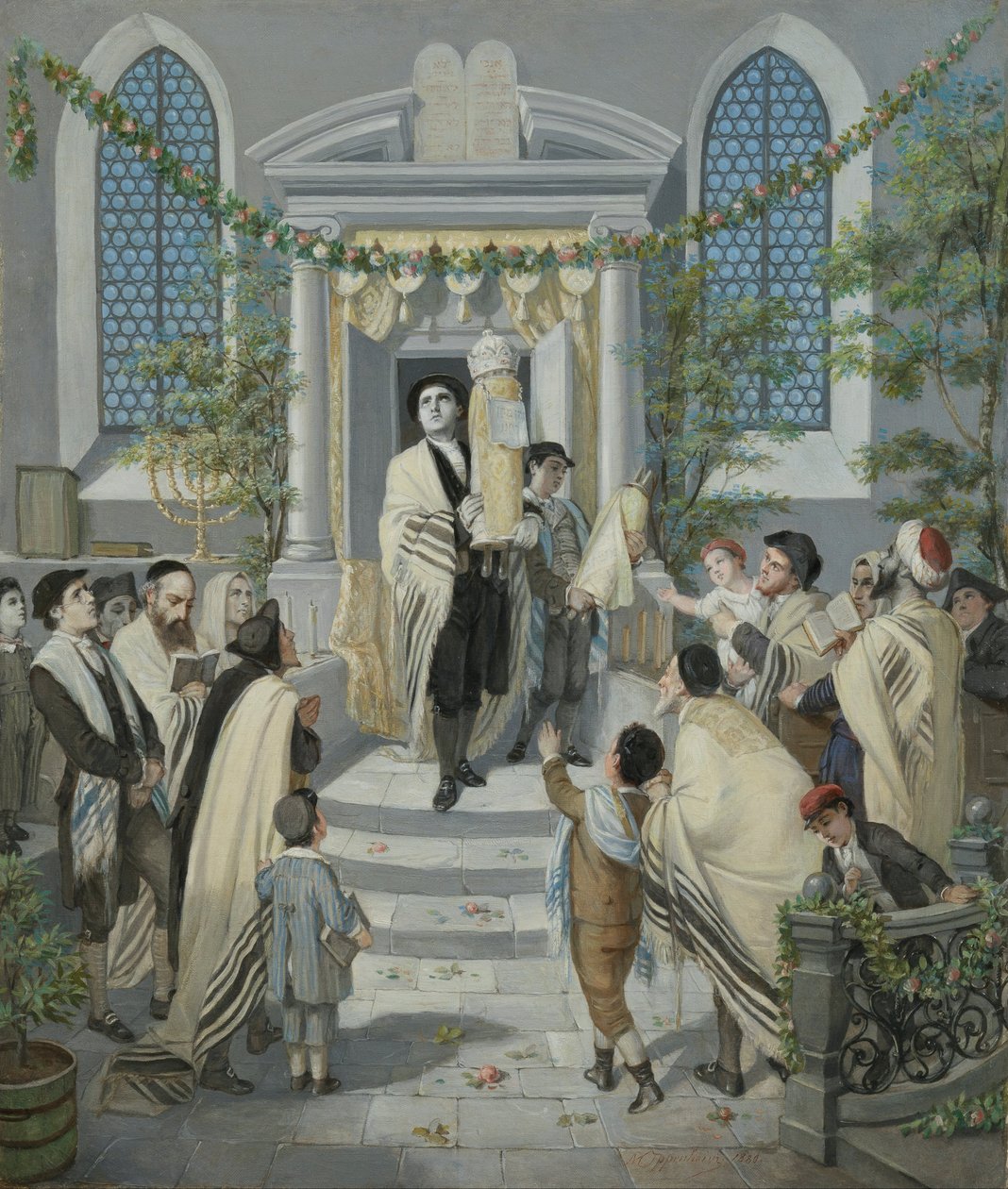 Shavuot (Pentecostés) (La Fiesta de las Semanas o Pentecostés) de Moritz Daniel Oppenheim