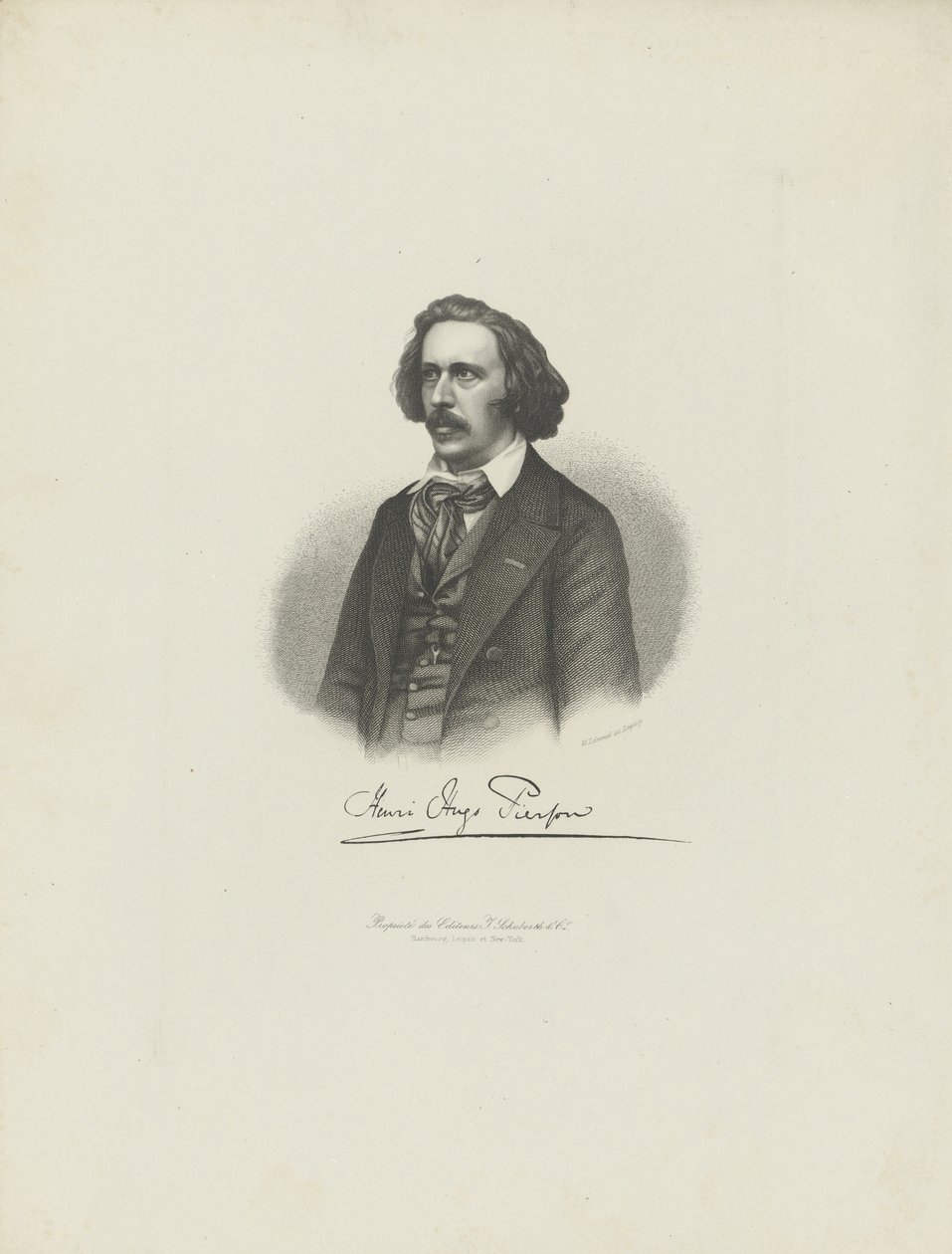 Retrato del compositor Henry Hugo Pierson 1815-1873, c. 1850 de Moritz Laemmel