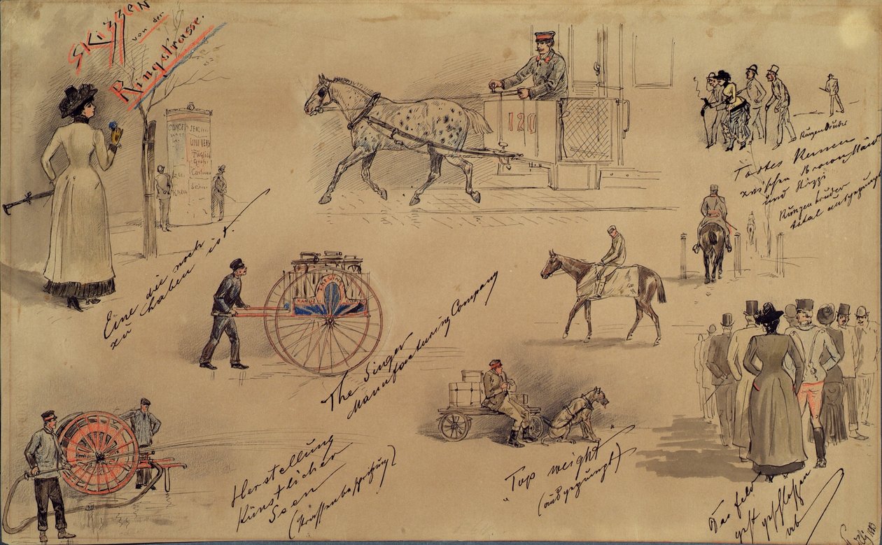 Tipos vieneses 1883 (bocetos de la Ringstrasse) de Moritz Ledeli