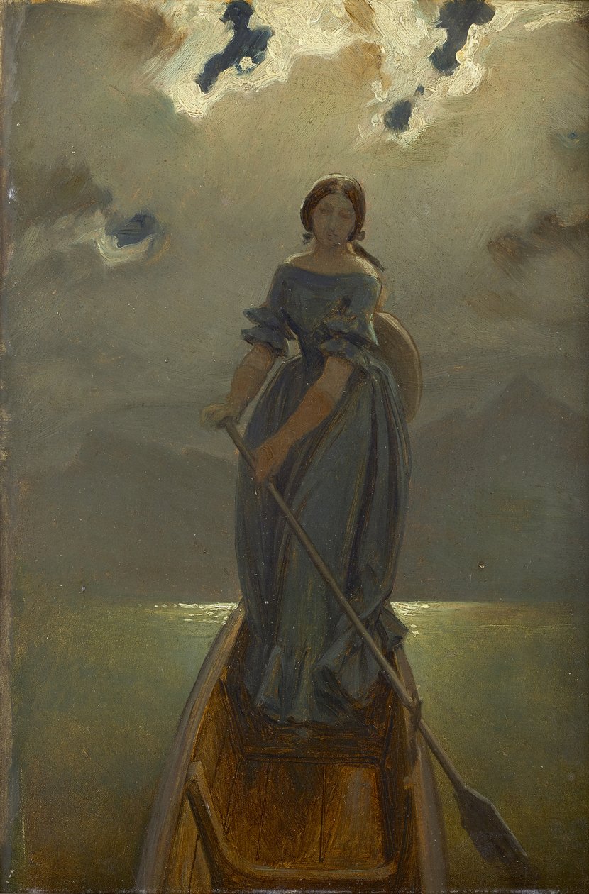 La mujer del barco Baronesa Marie Spaun en Gmundner See, c. 1851 de Moritz Ludwig von Schwind