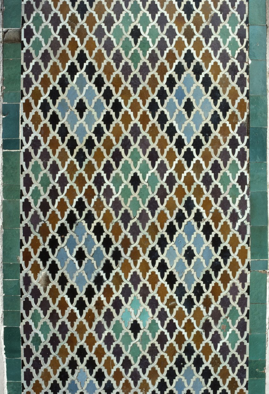 Madrasa Bou Inania, azulejos zellij, siglo XIV de Moroccan School