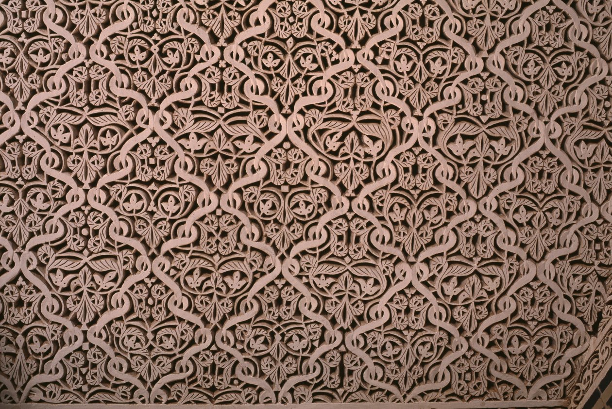 Kasbah de Thamiel glaoui, estuco (detalle) de Moroccan School