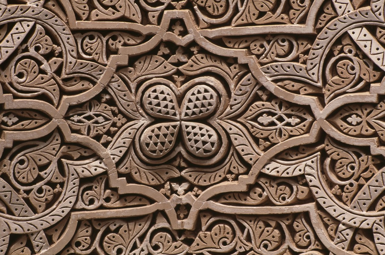 Kasbah de Thamiel glaoui, estuco (detalle) de Moroccan School