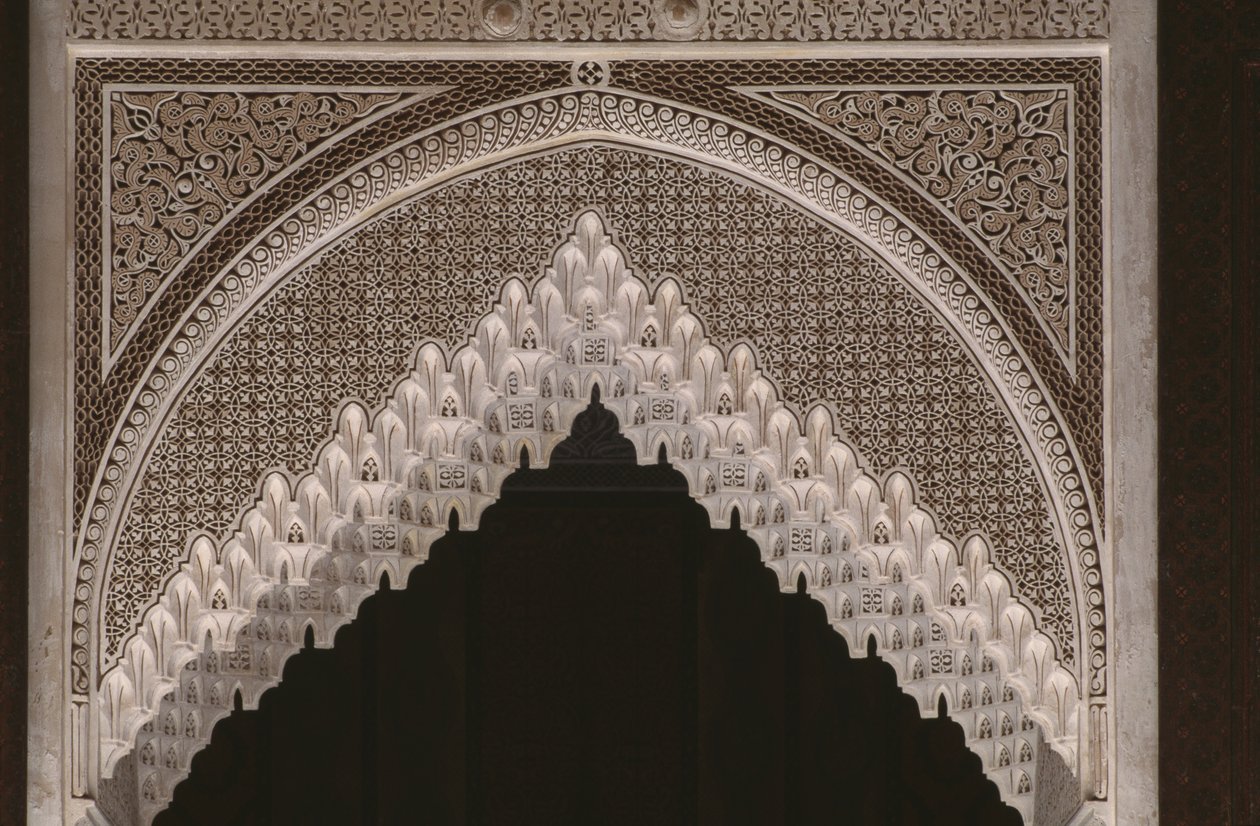 Kasbah de Thamiel glaoui, estuco (detalle) de Moroccan School