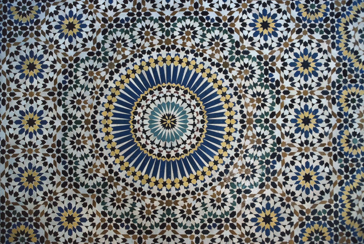 Kasbah de Thamiel glaoui, azulejos zellij, detalle de Moroccan School