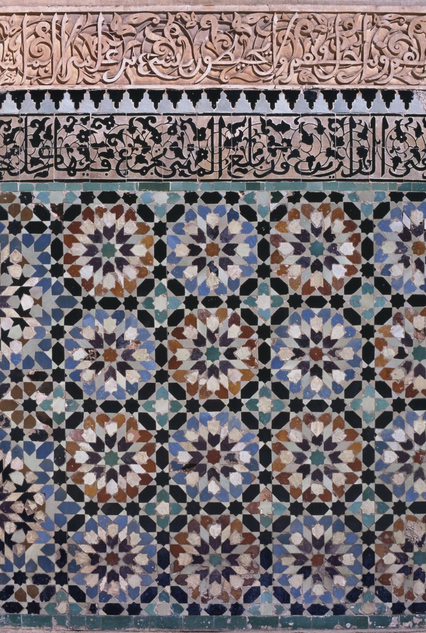 Muro del patio principal (detalle), construido por los Saadíes en 1565 de Moroccan School