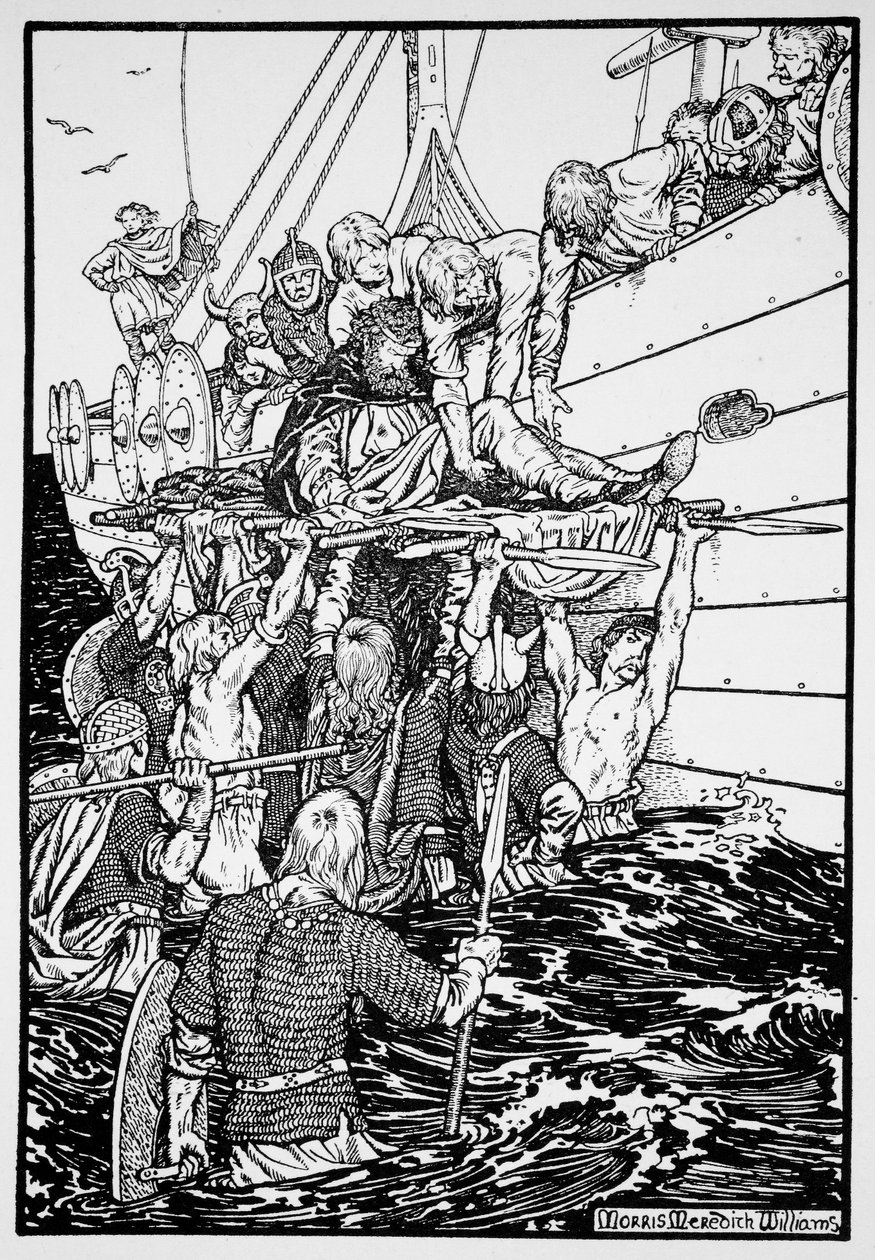 El rey Haakon moribundo llevado a su barco, 961 1913 de Morris Meredith Williams