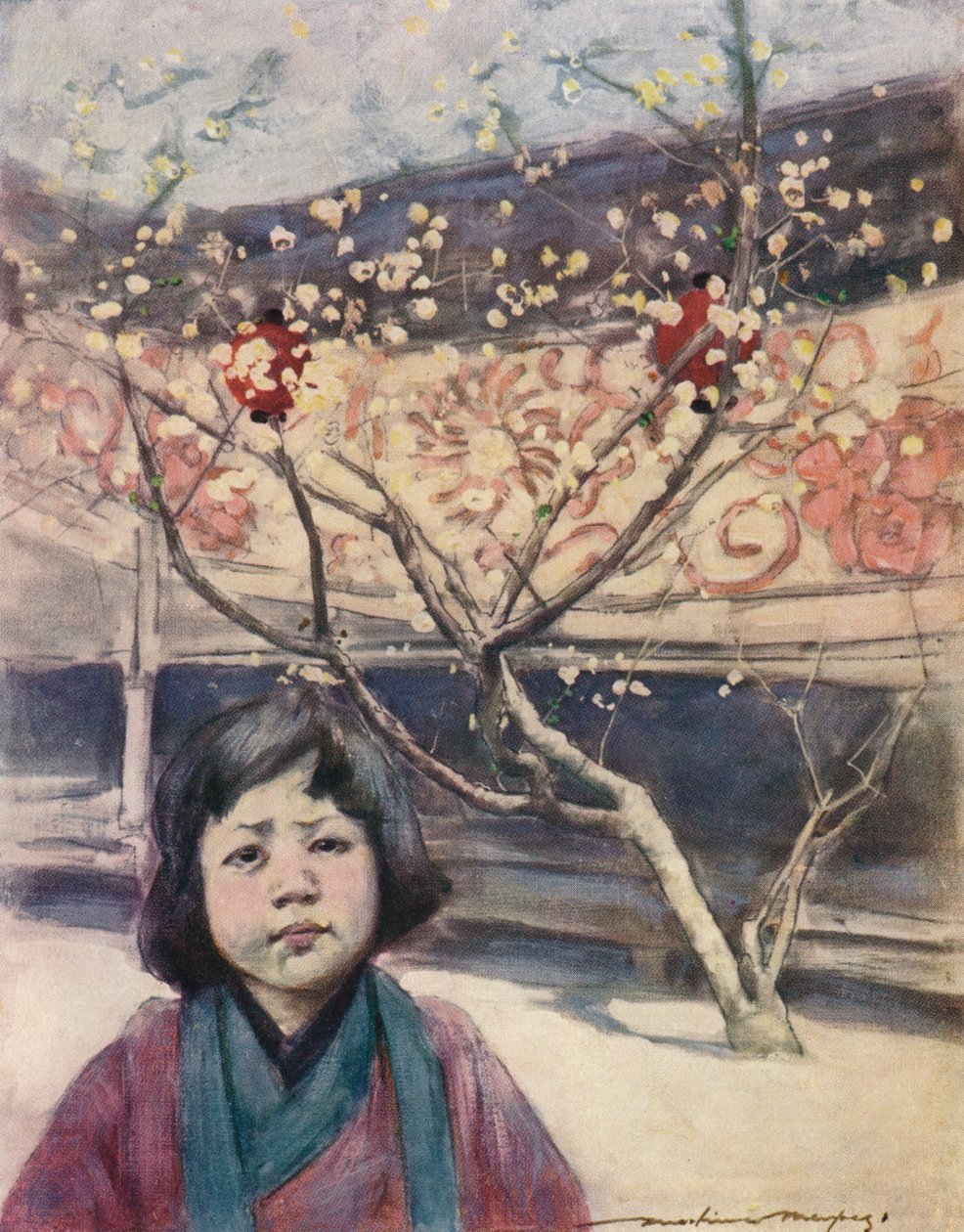 Una chica japonesa en color ciruela, c. 1887, 1901 de Mortimer L Menpes