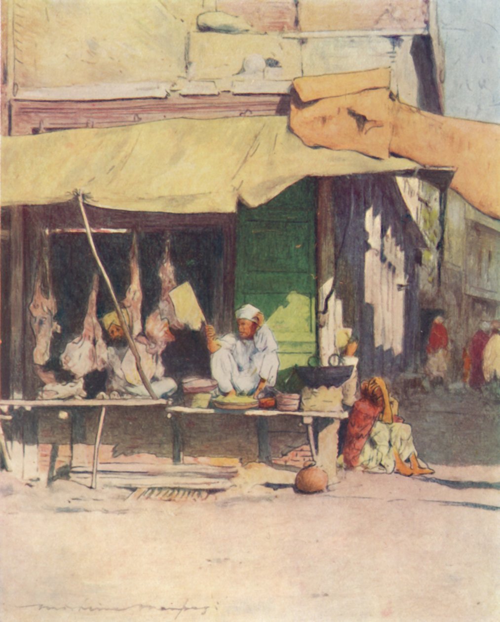 Una carnicería en Peshawur, 1905 de Mortimer Ludington Menpes
