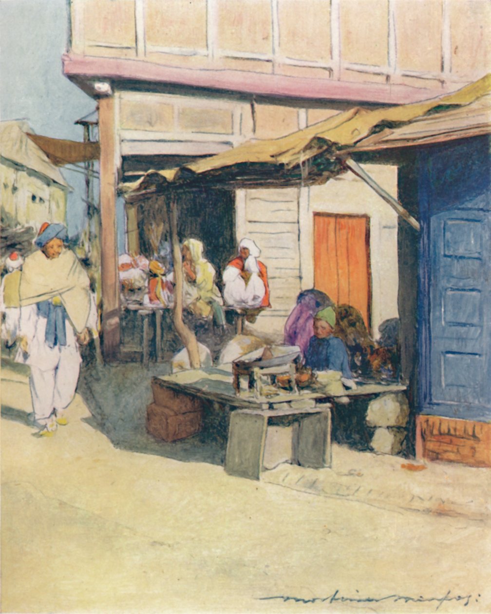 Una esquina de la calle, Peshawur, 1905 de Mortimer Ludington Menpes