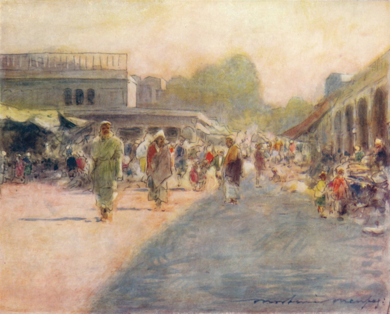 Una calle en Peshawur, 1905 de Mortimer Ludington Menpes