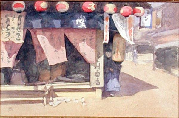 Fuera de una casa de té, Japón, c.1887-88 de Mortimer Ludington Menpes
