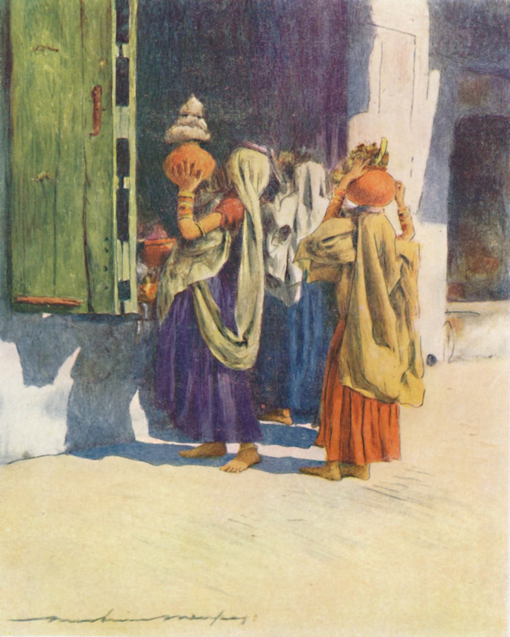 Portadores de agua en Nutha, 1905 de Mortimer Ludington Menpes