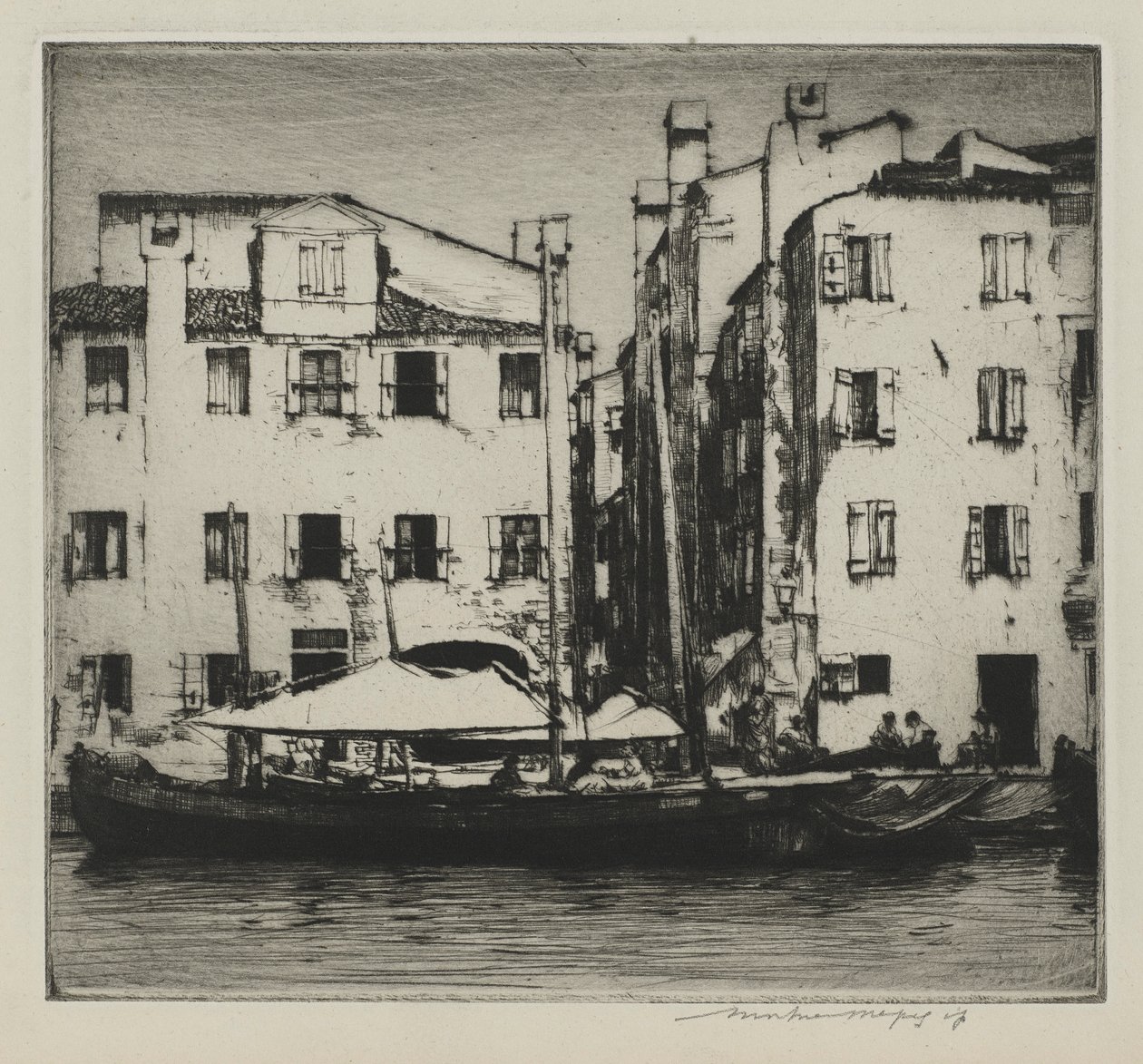 Barcos en un canal, isla veneciana de Mortimer Menpes