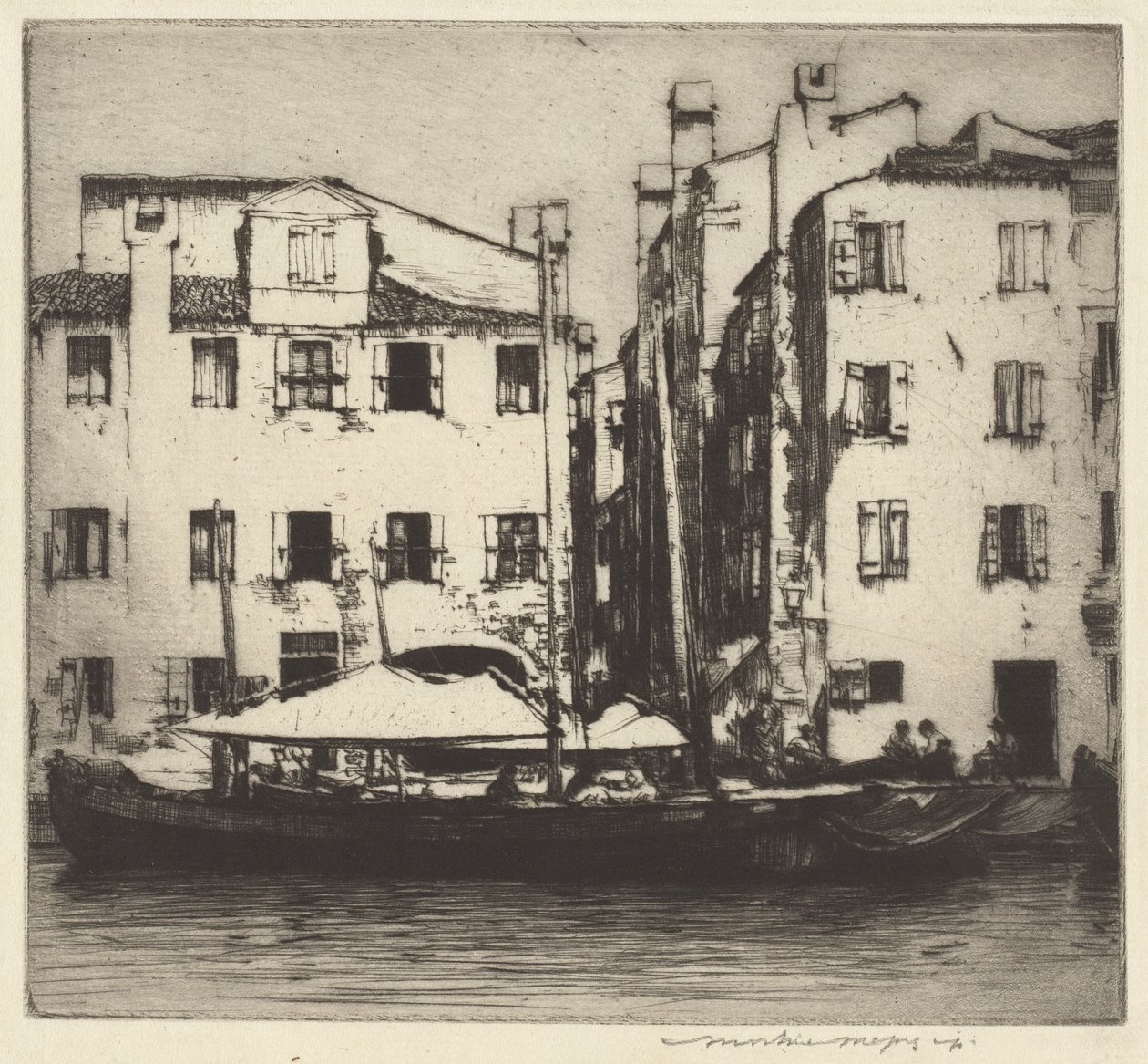 Barcos en un canal, isla veneciana de Mortimer Menpes