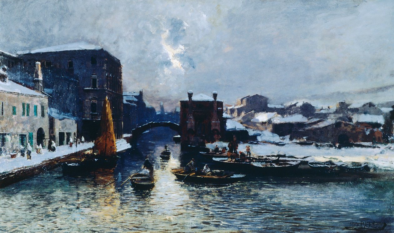 Chioggia bajo la nieve de Mose Bianchi