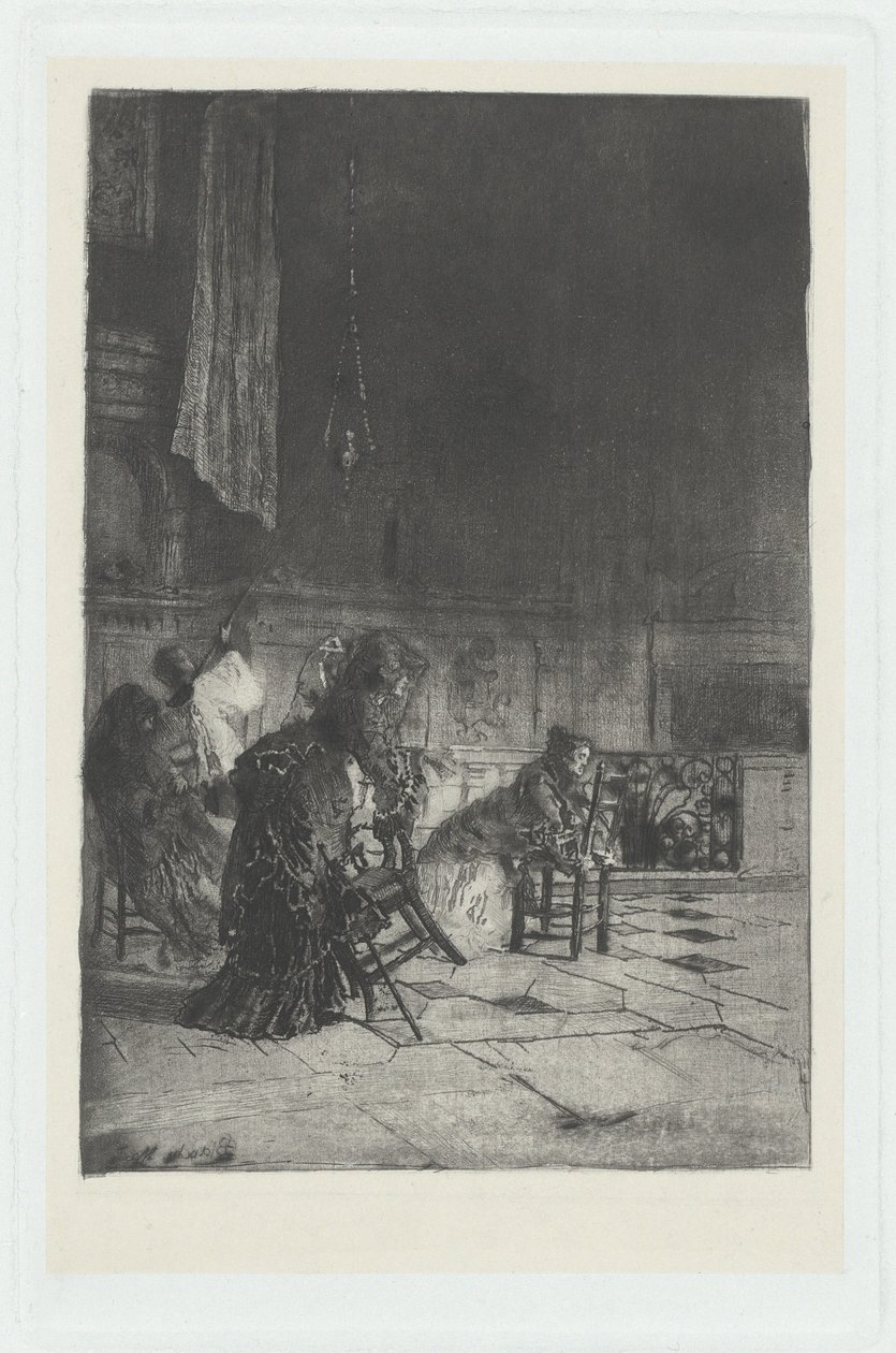 Interior de la iglesia en Milán de Mose Bianchi
