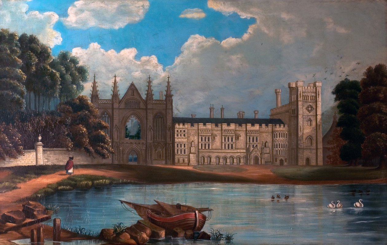 Vista oeste de la Abadía de Newstead, Nottinghamshire, 1820-34 de Moses after Webster