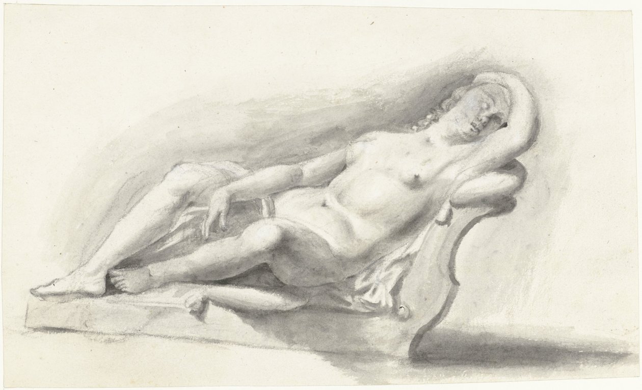 Imagen de mujer desnuda tumbada en un cojín de sofá de Moses Ter Borch