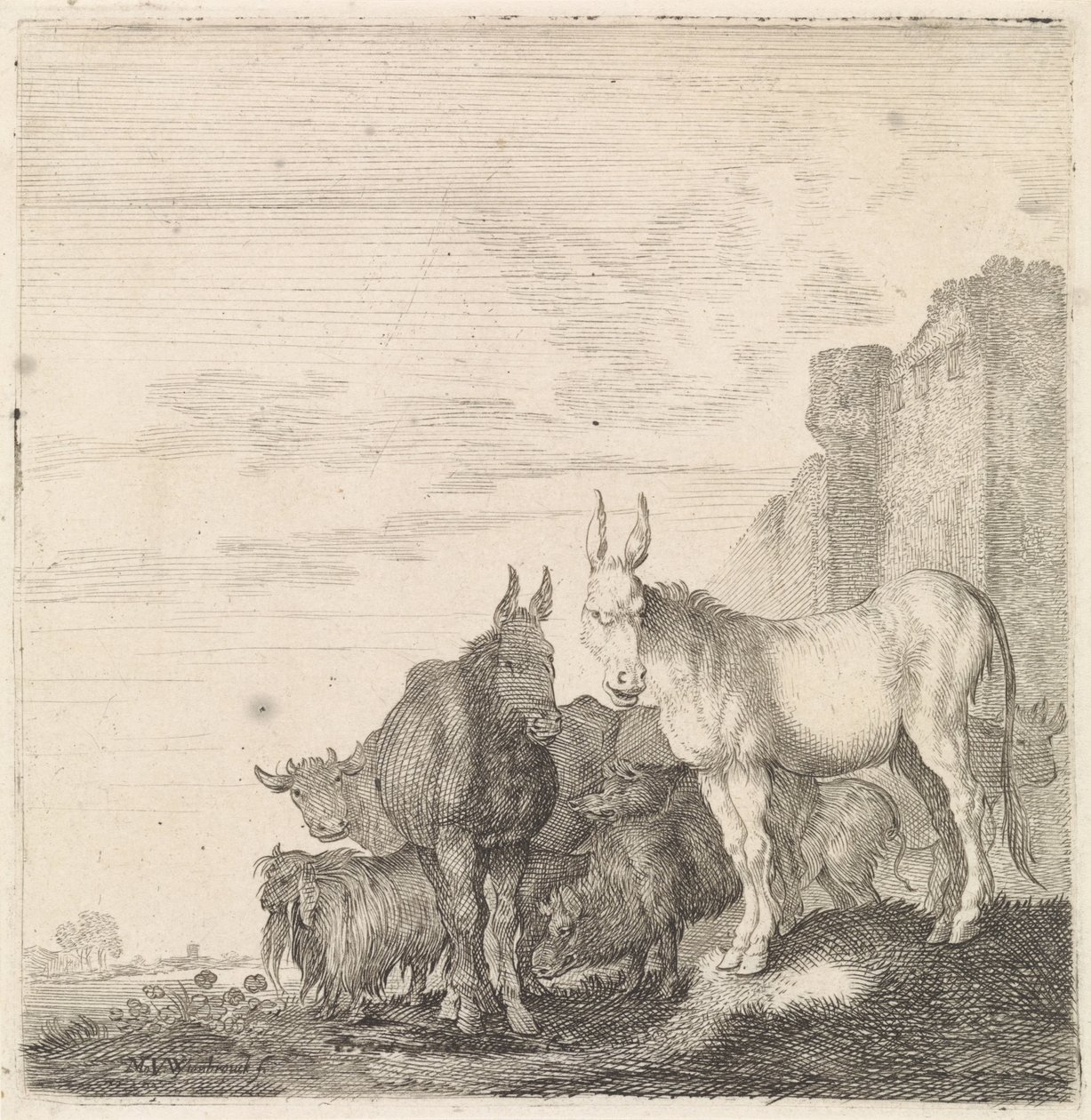Burros por una pared Animales de cuatro patas (título de la serie) de Moyses van Wtenbrouck