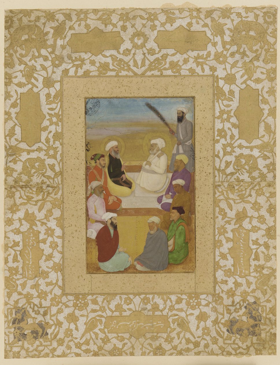 Dara Shikoh con Mian Mir y Mulla Shah, folio de álbum con pintura, c.1640 de Mughal School