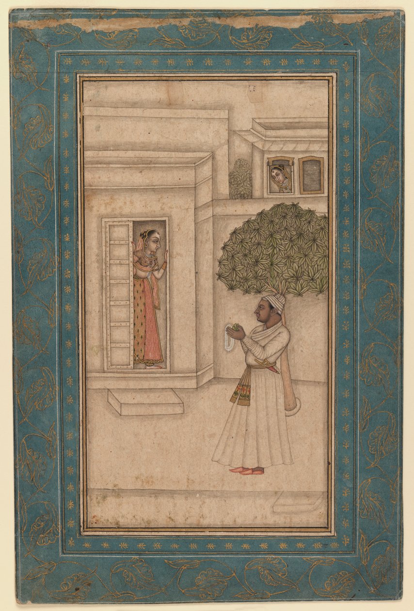 Príncipe y su amada en un jardín, c.1760 de Mughal School