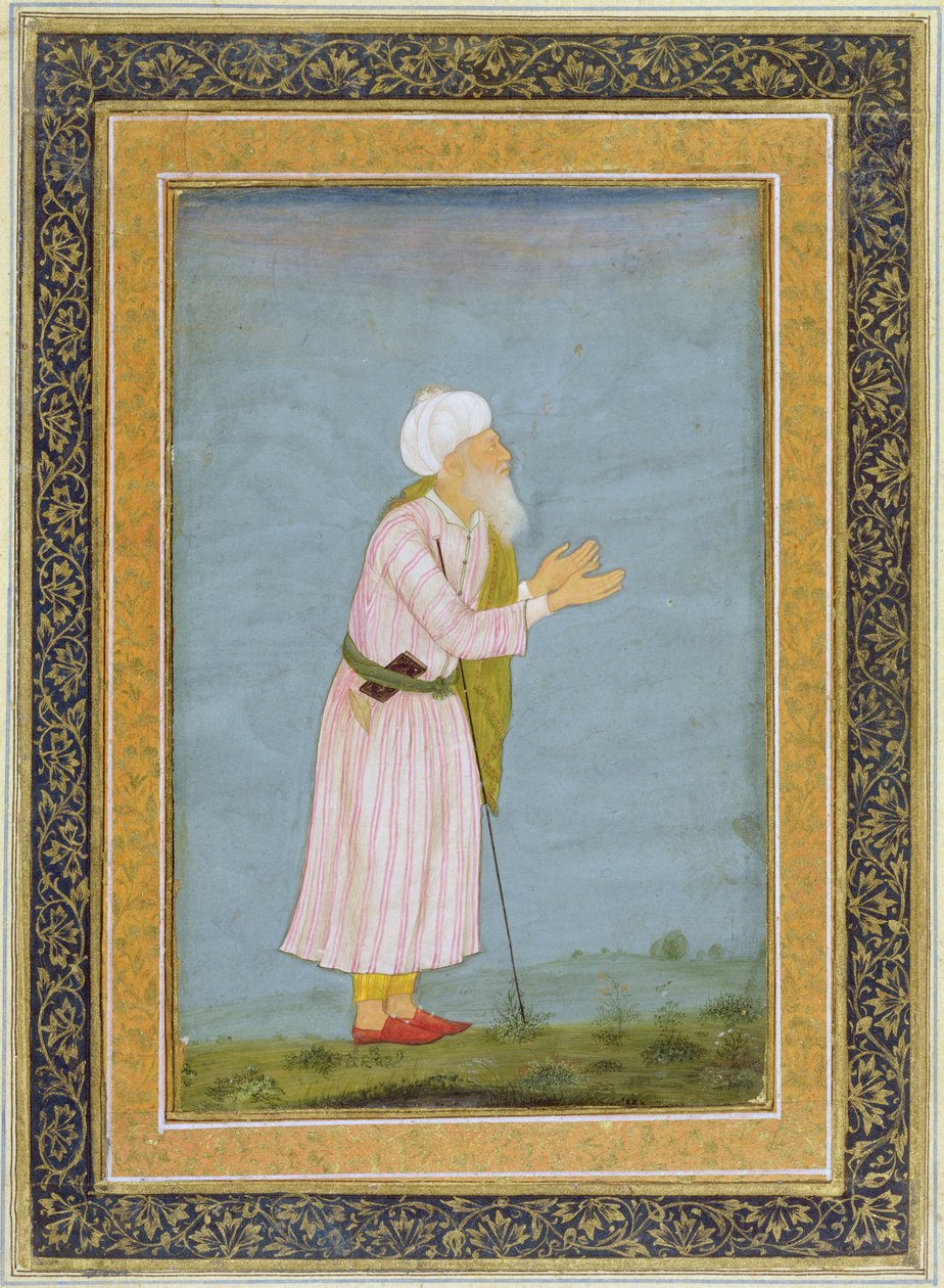 Una figura religiosa musulmana, del Pequeño Álbum Clive de Mughal School