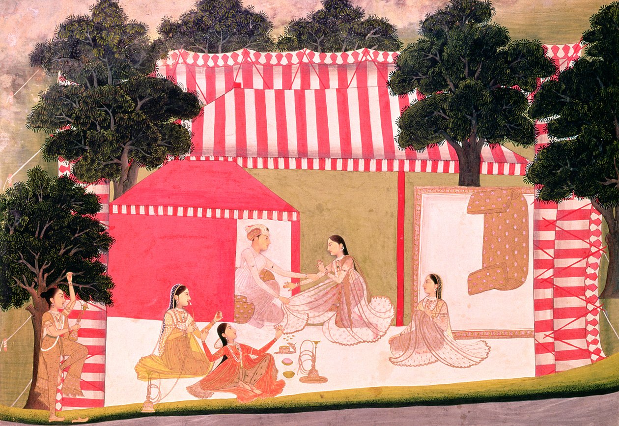 Un príncipe y su harén de Mughal School