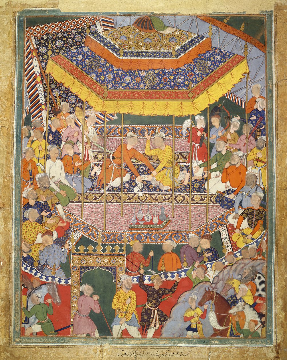 Alamshah conversa con Qubad, ilustración del Hamza Nama, c.1555-57 de Mughal School