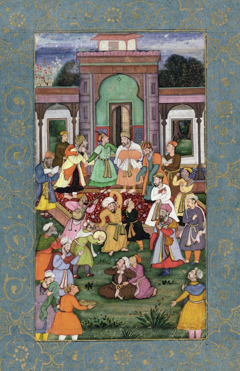 Grupo de Derviches Giradores, del Gran Álbum Clive, c.1595 (acuarela opaca con oro sobre papel) de Mughal School