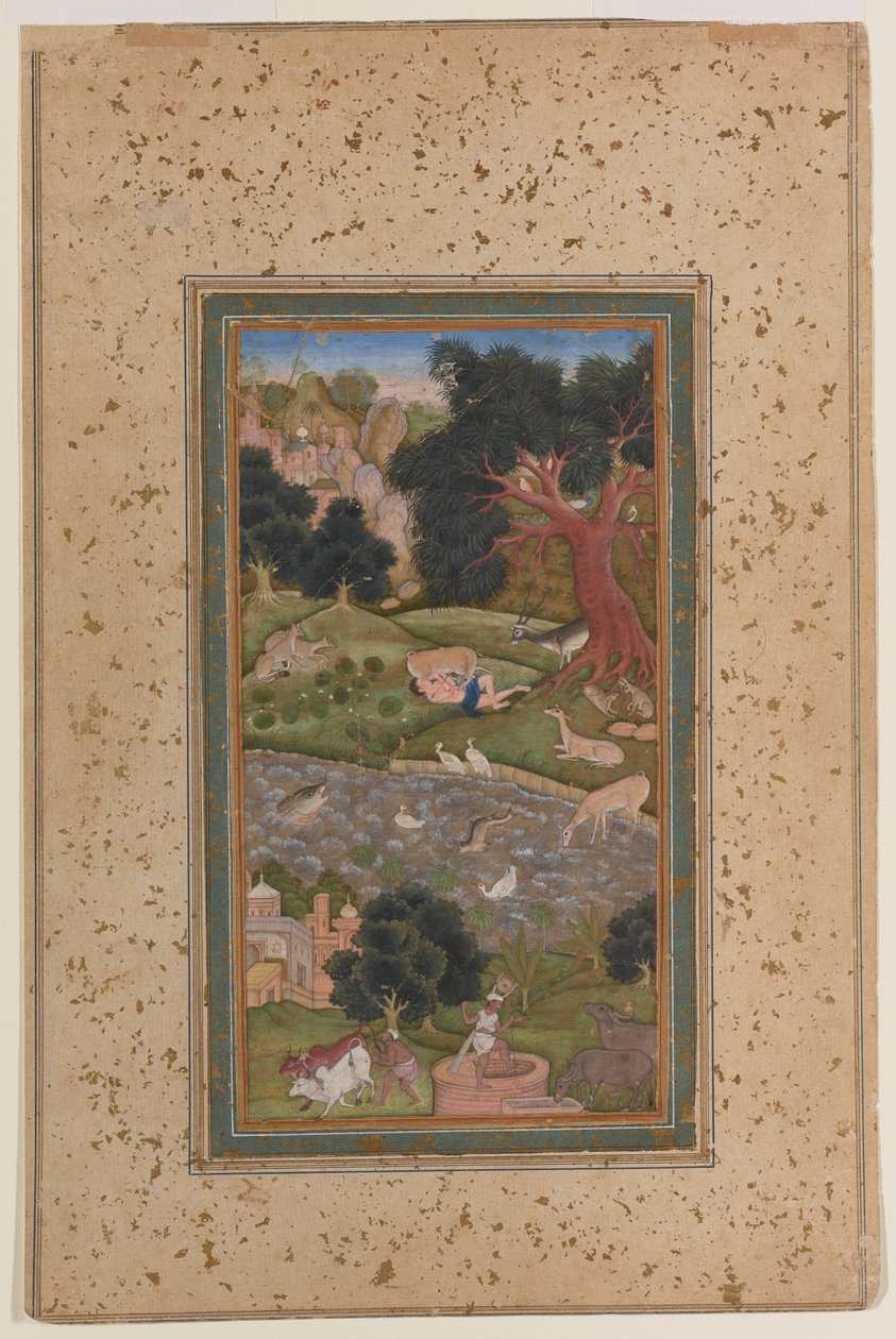Majnun en el desierto, c.1600 de Mughal School