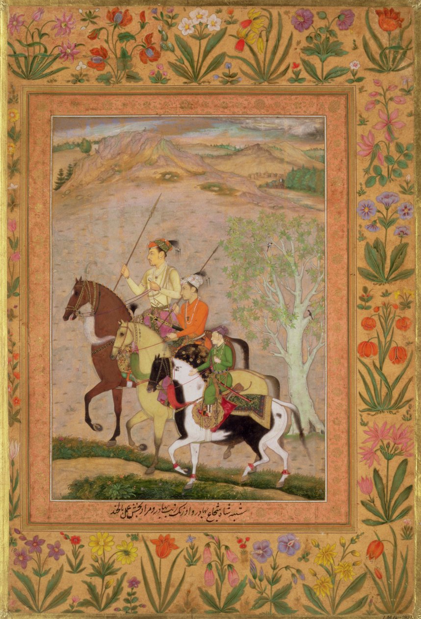 Tres príncipes yendo de caza, c.1635 de Mughal School