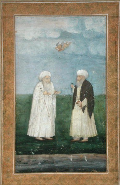 Dos hombres santos musulmanes, del Pequeño Álbum Clive de Mughal School