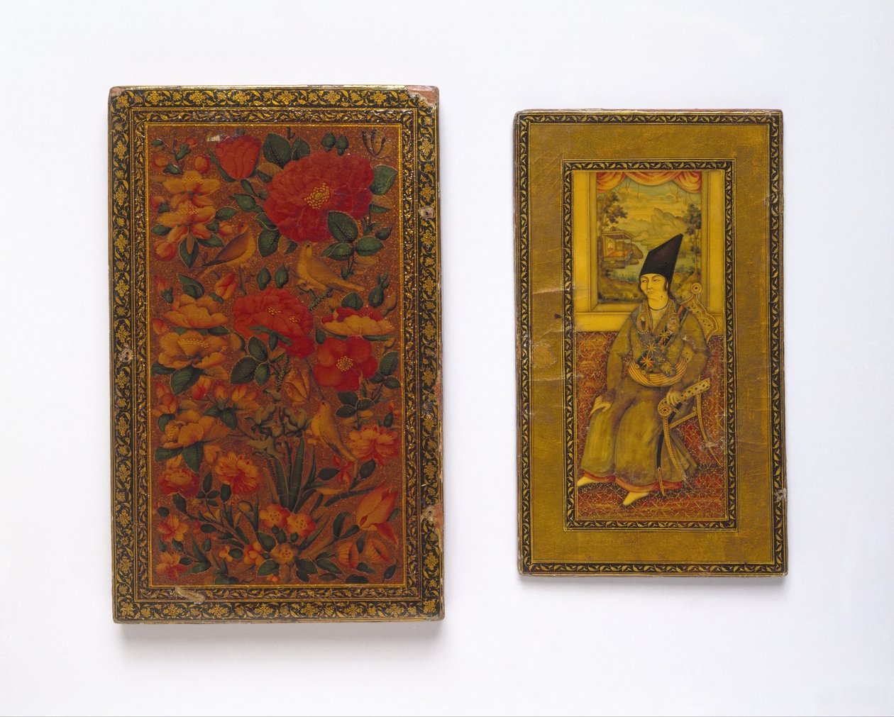 Estuche de espejo con retrato del eunuco Manuchihr Khan Mu`tamid al-Dawla de Muhammad Isma`il Isfahani