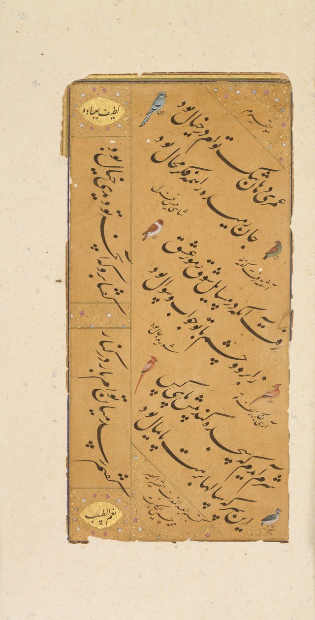 Página de Caligrafía, finales del siglo XVI de Muhammad Husayn al Katib
