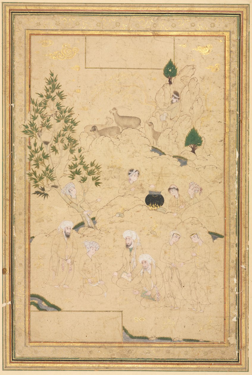 Picnic en las montañas, ilustración de una sola página de Muhammadi