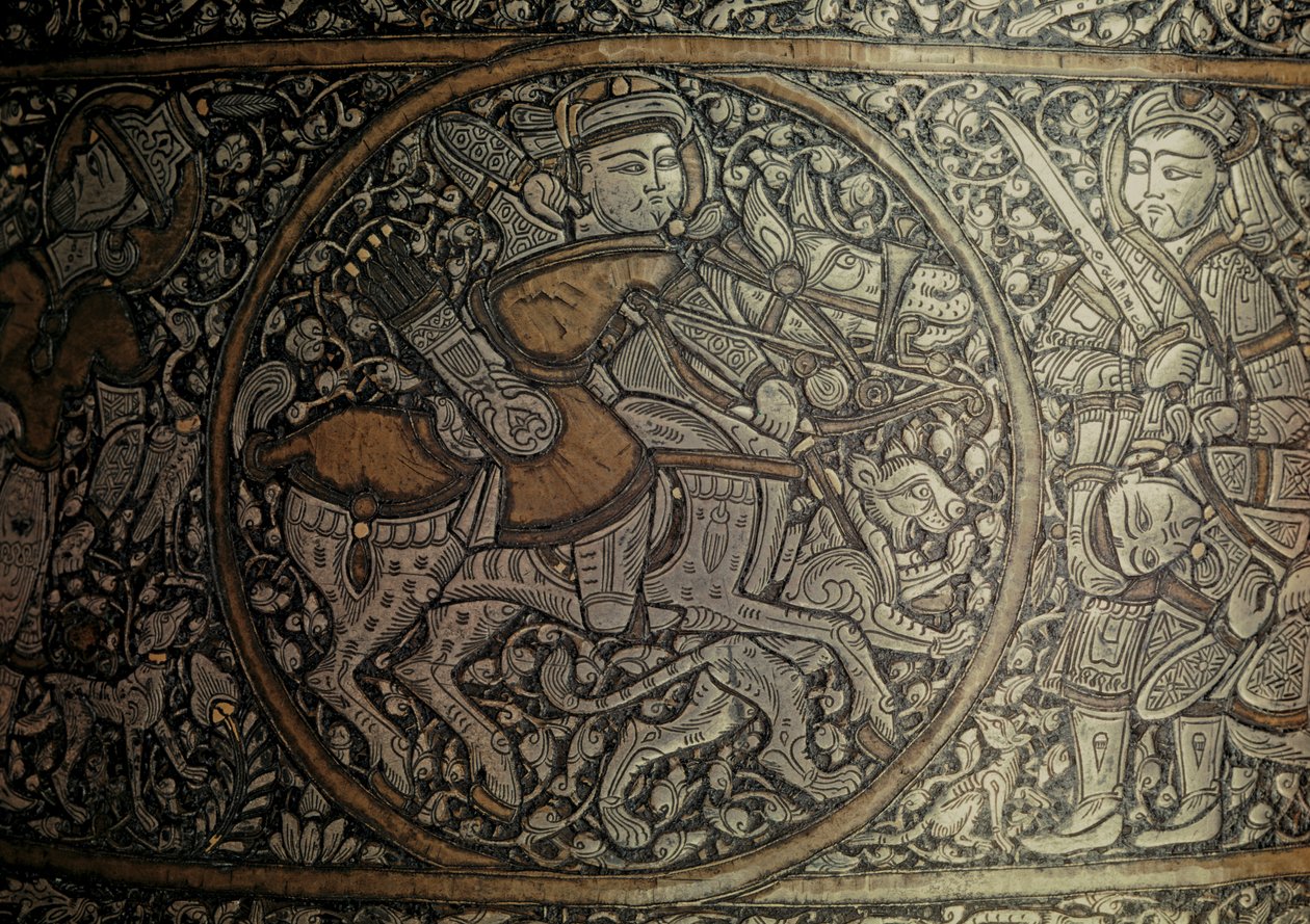 CABALLERO MAMLUK: Arte Sirio. Detalle de una pila llamada "Baptisterio de San Luis"... de Muhammed Ibn Al Zayn