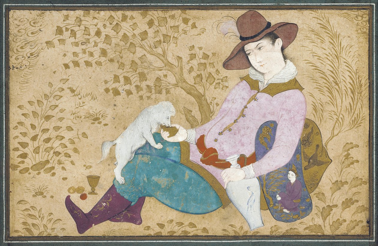 Joven con un perro, 1673 de Muin Musavvir