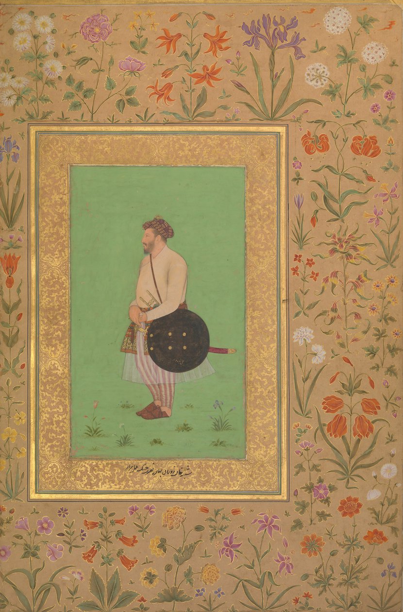 Retrato de Khan Dauran Bahadur Nusrat Jang, Folio del Álbum de Shah Jahan, verso de Murad