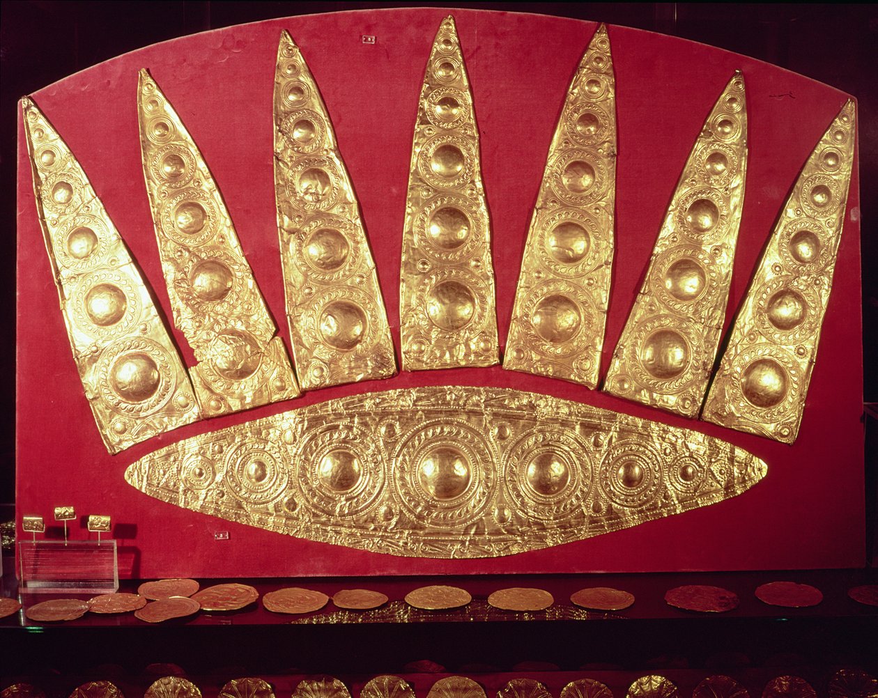 Tiara de la Tumba III, Círculo de Tumbas A, Micenas, c. siglo XVI a.C. de Mycenaean