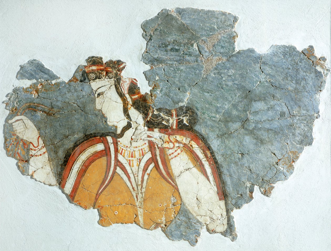 Dama de la corte, fresco del palacio de Micenas, Grecia, Civilización micénica de Mycenaean