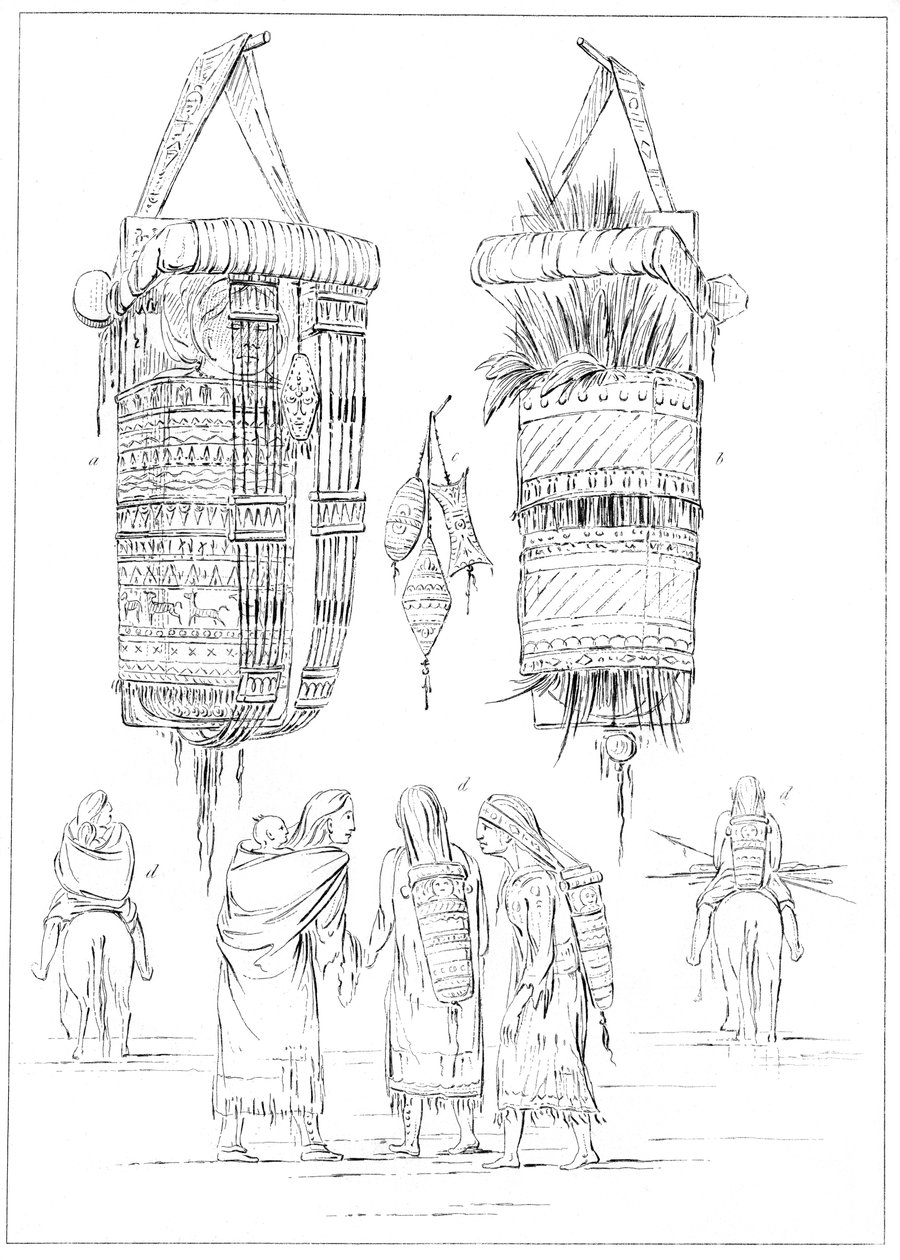 Una cuna sioux y modos de llevar a sus hijos de Myers and Co